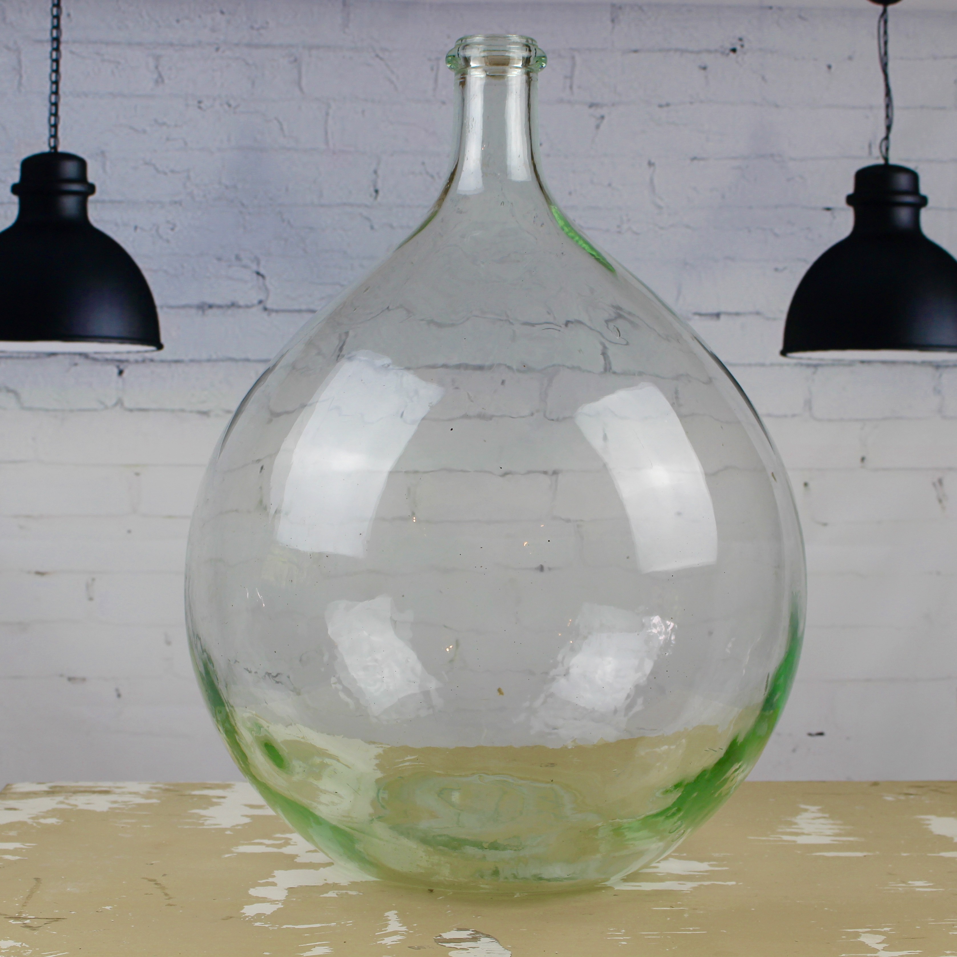 Vase bonbonne JEANNE en verre transparent et argent